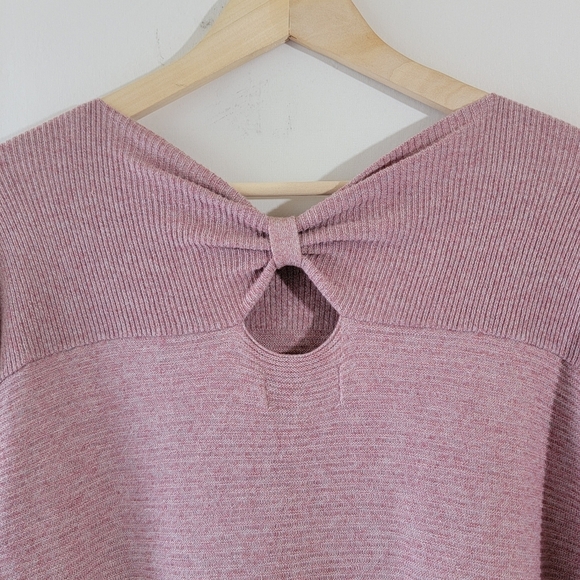 ELLE Womens Pink Blush Sweater Dress Sz L High-Low Crewneck Soft Cozy Minimalist - Picture 7 of 12